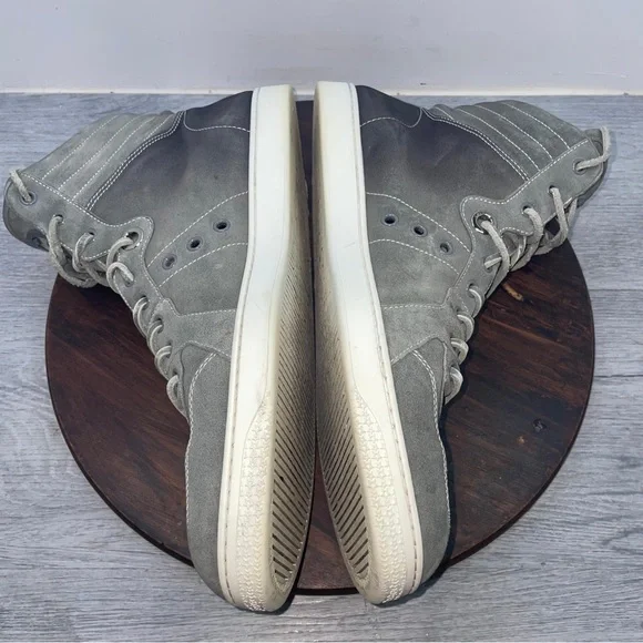 Gucci High Top Shoes Mens Size 11 Gray White Suede Leather Made In Italy Luxury - Picture 9 of 15